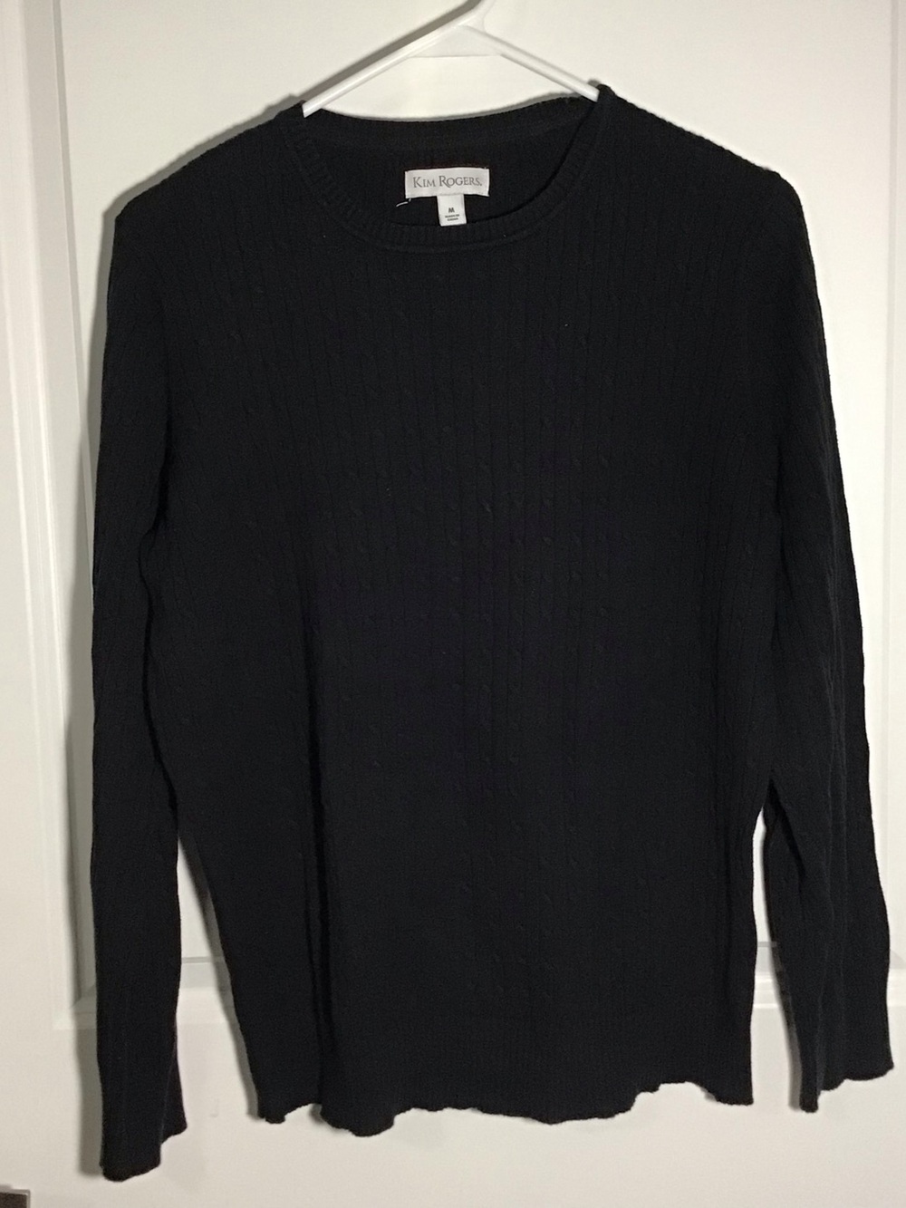 Kim Rogers Women’s Black Cable Knit Crewneck Sweater M